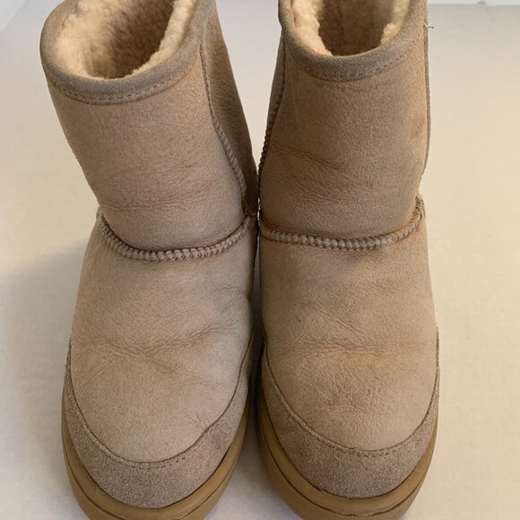 Shearling Supreme Sheepskin Lined Winter Boots Youth Girls Womens Beige Tan sz 6 - Picture 2 of 13